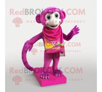 Personnage De Costume De Mascotte Redbrokoly De Singe Magenta Habillé D'une Jupe Crayon Et De Clips D'écharpe Multicolore