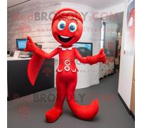 Personnage De Costume De Mascotte Redbrokoly De Sirène Rouge Habillé Avec Un Legging Et Des Cravates Multicolore