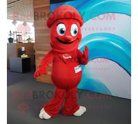 Personnage De Costume De Mascotte Redbrokoly De Sirène Rouge Habillé D'un Legging Et De Bonnets Multicolore