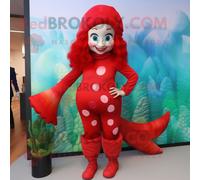 Personnage De Costume De Mascotte Redbrokoly De Sirène Rouge Habillé D'un Legging Et De Bonnets Multicolore