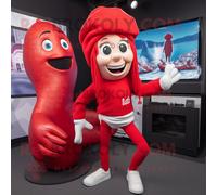 Personnage De Costume De Mascotte Redbrokoly De Sirène Rouge Habillé D'un Legging Et De Bonnets Multicolore