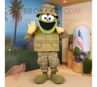 Personnage De Costume De Mascotte Redbrokoly De Soldat Américain Olive Habillé D'un Bikini Et De Lacets De Chaussures Multicolore
