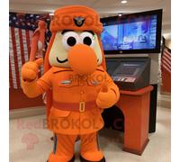 Personnage De Costume De Mascotte Redbrokoly De Soldat Américain Orange Habillé D'une Jupe Crayon Et D'épingles À Châle Multicolore