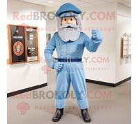 Personnage De Costume De Mascotte Redbrokoly De Soldat De La Guerre Civile Bleu Ciel Habillé D'une Barboteuse Et D'épingles À Chapeau Multicolore