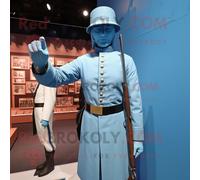 Personnage De Costume De Mascotte Redbrokoly De Soldat De La Guerre Civile Cyan Vêtu D'une Robe Fourreau Et De Ceintures De Smoking Multicolore