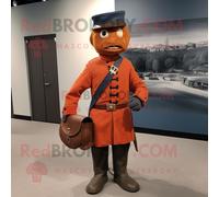 Personnage De Costume De Mascotte Redbrokoly De Soldat De La Guerre Civile De Rouille Habillé D'une Veste Et De Sacs D'embrayage Multicolore