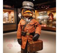 Personnage De Costume De Mascotte Redbrokoly De Soldat De La Guerre Civile De Rouille Habillé D'une Veste Et De Sacs D'embrayage Multicolore