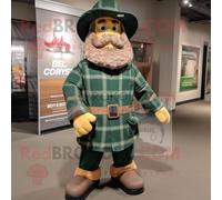 Personnage De Costume De Mascotte Redbrokoly De Soldat De La Guerre Civile Vert Forêt Vêtu D'une Chemise En Flanelle Et D'épingles À Chapea Multicolore