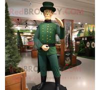 Personnage De Costume De Mascotte Redbrokoly De Soldat De La Guerre Civile Vert Forêt Vêtu D'une Chemise Henley Et De Coussinets De Pied Multicolore
