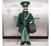 Personnage De Costume De Mascotte Redbrokoly De Soldat De La Guerre Civile Vert Forêt Vêtu D'une Veste Et De Porte-Monnaie Multicolore