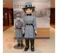 Personnage De Costume De Mascotte Redbrokoly De Soldat Gris De La Guerre Civile Habillé D'une Mini Jupe Et De N?uds Papillons Multicolore
