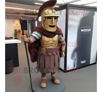 Personnage De Costume De Mascotte Redbrokoly De Soldat Romain Marron Habillé D'une Robe Longue Et D'épinglettes Multicolore