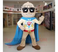 Personnage De Costume De Mascotte Redbrokoly De Super-Héros Beige Habillé Avec Des Jeggings Et Des Écharpes Multicolore