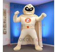 Personnage De Costume De Mascotte Redbrokoly De Super-Héros Crème Habillé D'un Pantalon Et D'épingles À Cravate Multicolore