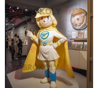 Personnage De Costume De Mascotte Redbrokoly De Super-Héros Crème Habillé D'une Jupe Trapèze Et De Bérets Multicolore