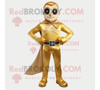 Personnage De Costume De Mascotte Redbrokoly De Super-Héros Doré Habillé D'une Chemise Oxford Et De N?uds Papillon Multicolore