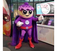 Personnage De Costume De Mascotte Redbrokoly De Super-Héros Violet Habillé D'une Jupe Et De Montres Connectées Multicolore