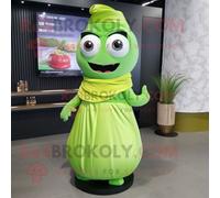 Personnage De Costume De Mascotte Redbrokoly De Sushi Vert Citron Vêtu D'une Robe De Soirée Et De Pochettes Multicolore