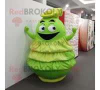 Personnage De Costume De Mascotte Redbrokoly De Sushi Vert Citron Vêtu D'une Robe De Soirée Et De Pochettes Multicolore