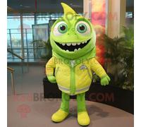 Personnage De Costume De Mascotte Redbrokoly De Thon Vert Citron Vêtu D'un Gilet Et De Montres Multicolore