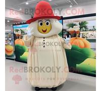 Personnage De Costume De Mascotte Redbrokoly De Tomate Crème Habillé D'une Jupe Longue Et De Chapeaux Multicolore