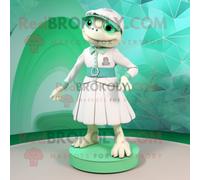 Personnage De Costume De Mascotte Redbrokoly De Tortue De Mer Blanche Habillé D'une Jupe Trapèze Et De Lacets De Chaussures Multicolore