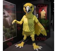 Personnage De Costume De Mascotte Redbrokoly De Vautour Jaune Citron Vêtu D'un Short De Course Et De Mitaines Multicolore