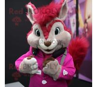 Personnage De Costume De Mascotte Redbrokoly D'écureuil Magenta Habillé D'un Gilet Et De Porte-Clés Multicolore