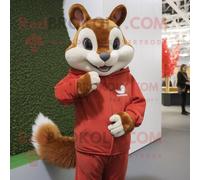 Personnage De Costume De Mascotte Redbrokoly D'écureuil Roux Habillé D'un T-Shirt À Manches Longues Et De Bracelets Multicolore