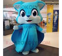 Personnage De Costume De Mascotte Redbrokoly D'écureuil Volant Cyan Habillé D'une Couverture Et D'enveloppes Multicolore