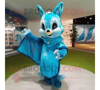Personnage De Costume De Mascotte Redbrokoly D'écureuil Volant Cyan Habillé D'une Robe Longue Et De Gants Multicolore