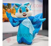 Personnage De Costume De Mascotte Redbrokoly D'écureuil Volant Cyan Habillé D'une Robe Longue Et De Gants Multicolore