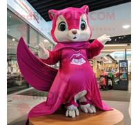Personnage De Costume De Mascotte Redbrokoly D'écureuil Volant Magenta Habillé D'une Mini Robe Et D'anneaux Multicolore