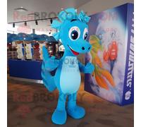 Personnage De Costume De Mascotte Redbrokoly D'hippocampe Bleu Ciel Habillé D'un Short De Course Et De Bracelets Multicolore