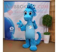 Personnage De Costume De Mascotte Redbrokoly D'hippocampe Bleu Ciel Habillé D'un T-Shirt Henley Et De Bandeaux Multicolore