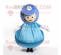 Personnage De Costume De Mascotte Redbrokoly Donut Bleu Habillé D'une Jupe Portefeuille Et D'épingles À Chapeau Multicolore