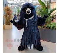 Personnage De Costume De Mascotte Redbrokoly D'ours Paresseux Bleu Marine Habillé D'une Robe Portefeuille Et D'épingles À Cheveux Multicolore