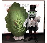 Personnage De Costume De Mascotte Redbrokoly Feuille De Chou Argenté Habillé D'un Smoking Et De Mitaines Multicolore