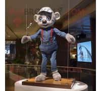 Personnage De Costume De Mascotte Redbrokoly Funambule Argenté Habillé D'un Short En Jean Et De Gants Multicolore
