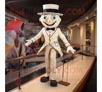 Personnage De Costume De Mascotte Redbrokoly Funambule Crème Vêtu D'un Costume Et De Portefeuilles Multicolore