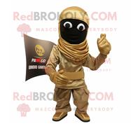 Personnage De Costume De Mascotte Redbrokoly Gold Para Commando Habillé Avec Un Débardeur Et Des Épingles À Châle Multicolore