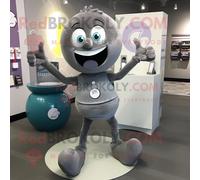 Personnage De Costume De Mascotte Redbrokoly Grey Candy Habillé Avec Un Pantalon De Yoga Et Des Boutons De Manchette Multicolore