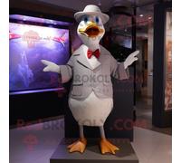 Personnage De Costume De Mascotte Redbrokoly Grey Goose Habillé D'un Gilet Et De Chapeaux Multicolore
