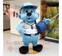 Personnage De Costume De Mascotte Redbrokoly Guinness Bleu Ciel Habillé D'un Short Cargo Et De Broches Multicolore