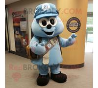 Personnage De Costume De Mascotte Redbrokoly Guinness Bleu Ciel Habillé D'un Short Cargo Et De Broches Multicolore