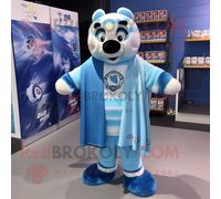 Personnage De Costume De Mascotte Redbrokoly Guinness Bleu Ciel Habillé D'un Short De Bain Et D'écharpes Multicolore