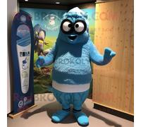 Personnage De Costume De Mascotte Redbrokoly Guinness Bleu Ciel Habillé D'un Short De Bain Et D'écharpes Multicolore