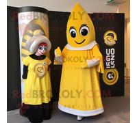 Personnage De Costume De Mascotte Redbrokoly Guinness Jaune Habillé D'une Robe Portefeuille Et De Montres Numériques Multicolore