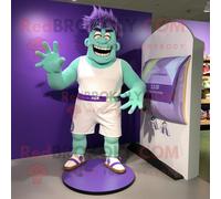 Personnage De Costume De Mascotte Redbrokoly Lavande Frankenstein S Monster Habillé Avec Un Short De Bain Et Des Pochettes Multicolore