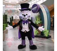 Personnage De Costume De Mascotte Redbrokoly Lavande Guinness Habillé D'un Cardigan Et De Noeuds Papillon Multicolore